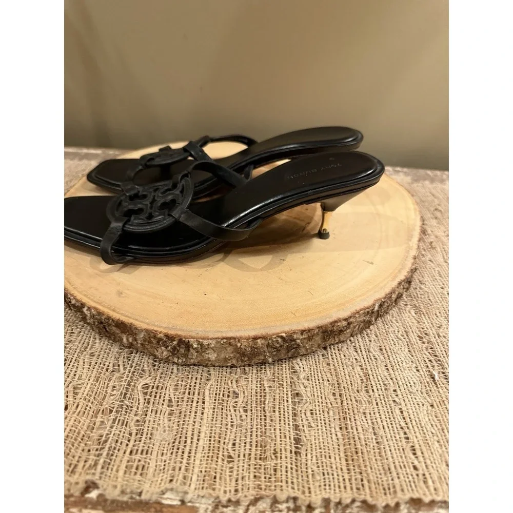 Tory Burch Bombe Miller Low Kitten Heel 55Mm Sandals Triple Black Sz-9.5 ‎ $298